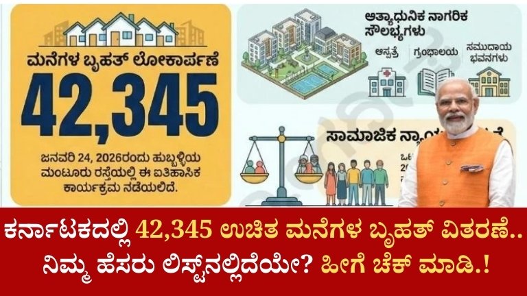 ಕರ್ನಾಟಕದಲ್ಲಿ 42,345 ಉಚಿತ ಮನೆಗಳ ಬೃಹತ್ ವಿತರಣೆ.. ನಿಮ್ಮ ಹೆಸರು ಲಿಸ್ಟ್‌ನಲ್ಲಿದೆಯೇ? ಹೀಗೆ ಚೆಕ್ ಮಾಡಿ.!