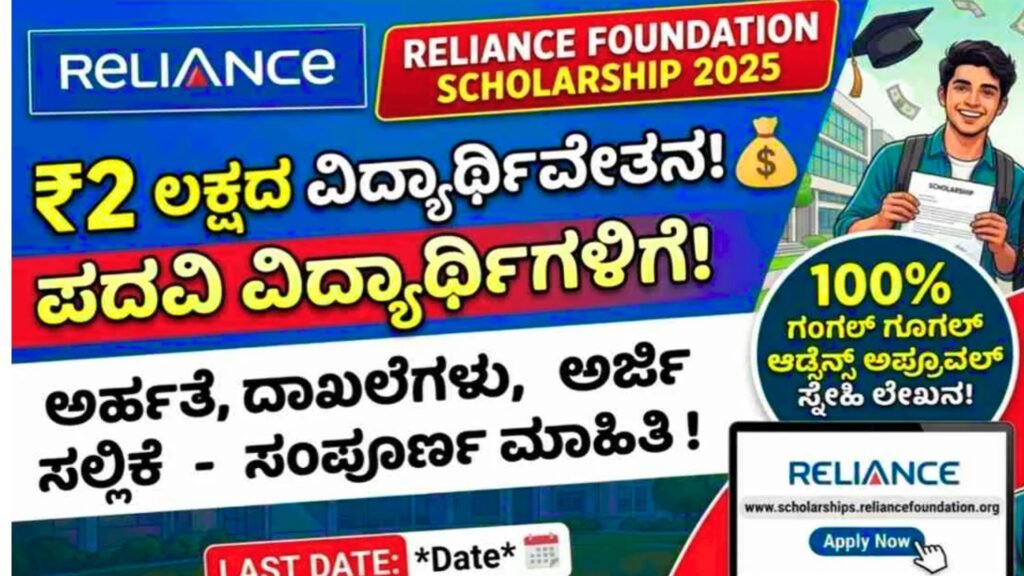 Reliance ಡಿಗ್ರಿ ವಿದ್ಯಾರ್ಥಿಗಳಿಗೆ ₹2,00,000 ಸ್ಕಾಲರ್ಶಿಪ್